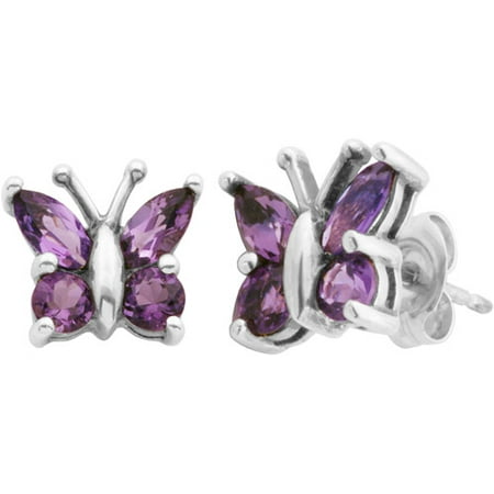 amethyst stud genuine butterfly sterling earrings african silver