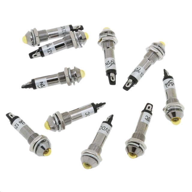 10 piezas 12 V mm indicador de potencia luz de señal -2 bombilla LED amarilla Sharpla Luz indicadora