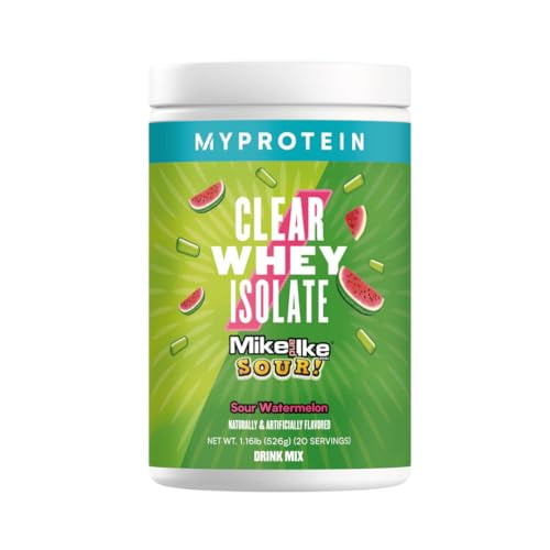 Myprotein Clear Whey Isolate Protein Powder, 1.1 Lb (20 Servings) Fruity Mike and IKE Sour Watermelon Drink Mix, 20g Protein per Serving, Daily Protein Intake for Superior Performance
