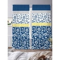 thumbnail image 3 of Blue Yellow Semi Sheer Window Curtains 108 Inches Long, Botanical Floral Motifs Wildflower Striped Rod Pocket Voile Silky Chiffon Curtain Light Filtering Drapes for Living Room, 52"x108", 2 Panels, 3 of 9