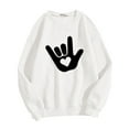 thumbnail image 1 of Bmisegm Women Saint-Valentin Simple et à la Mode Je t'Aime Geste Imprimé Col Rond Manches Longues Sweat Sans Capuche Décontracté pour Women Blanc m, 1 of 3