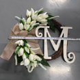 thumbnail image 5 of White Tulips Monogram Initial Front Door Wreath 14.5inch Rattan Wreath with Jute Bow White Letters Decorative Farmhouse Style Rustic Door Decor for Wedding Party, Mother' S Day & Father's Day, 5 of 6