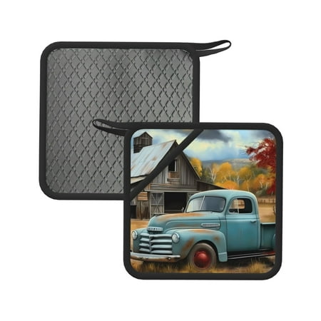 

Matuu Vintage Truck Farm Scene for Square Silicone Anti-hot Pad for Kitchen Potholders Hot Dishers Spoon Holder
