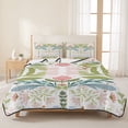 thumbnail image 3 of King Quilt Set 96''x106'', Boho Green Flower Lightweight Summer Bedspread Coverlet Set with 2 Pillow Shams, Botanical Watercolor Leaf Floral Breathable All Season Quilt Bedding for Bedroom/Guest Room, 3 of 9