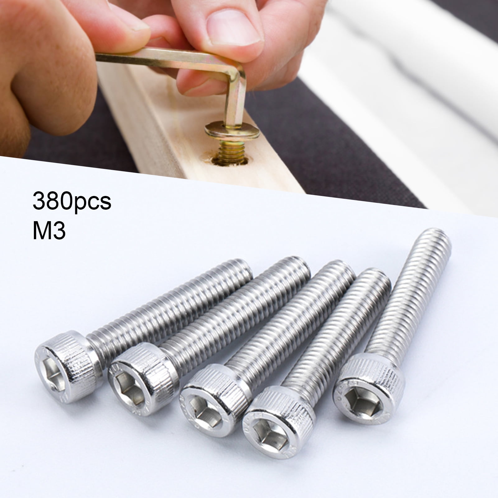 380 Piece Stainless Steel Assortment Kit Of M3 Hex Socket Head Cap Screws Bolts And Nuts For 4592