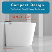 Winzo 10 Rough-in Smart Toilet with Bidet For Small Bathroom, Auto Flush, LED Night Light, Heated Bidet with Warm Air Drying (White with Black Panel)