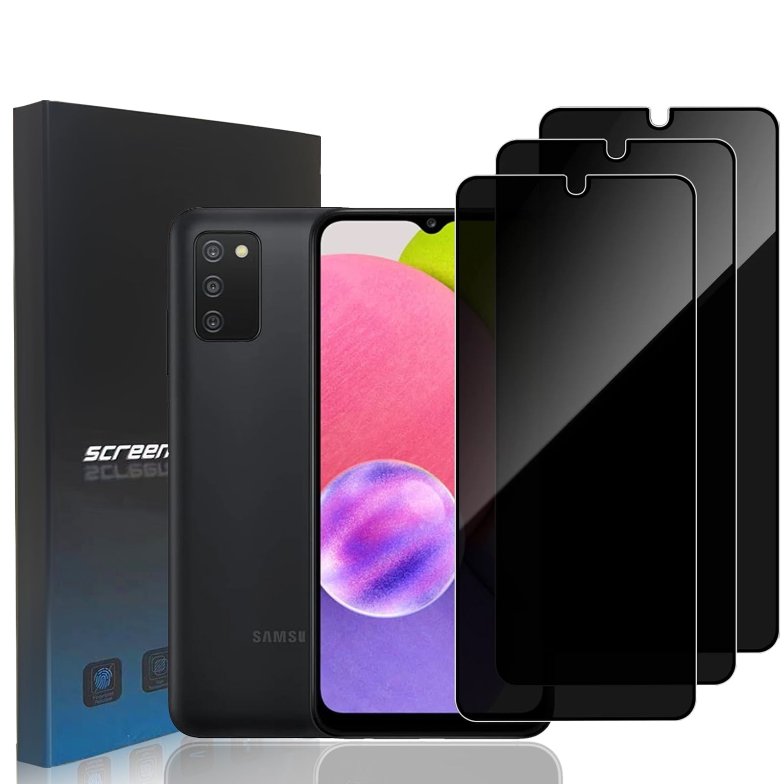 Zonyee [3 Pack] Privacy Screen Protector for Samsung Galaxy A03/ Galaxy A03s , Anti-Spy Tempered Glass Film, Bubble-Free