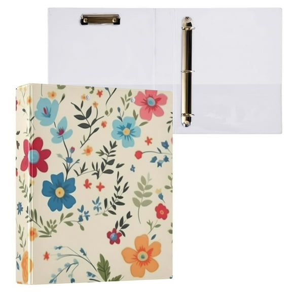 Flowers Floral Beautiful Hardcover 3 Ring Binder 1.5 inch Round Rings with Interior Pockets Binders Organizer Office School 1 Pack