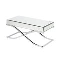 thumbnail image 3 of 42" Silver Mirrored And Metal Rectangular Mirrored Coffee Table, 3 of 3