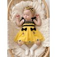 thumbnail image 3 of BemeyourBBs Newborn Baby Girl Bee Romper Dress Outfit Infant Baby Girls Summer Clothes 0 3 6 12 18 Months Sleeveless Bee Stripes Tuule Tutu Dress with Bow Hairband Set, 3 of 9