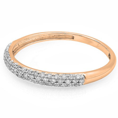 Dazzlingrock Collection 0.25 Carat 10K Gold Round Diamond Ladies Stackable Wedding Band Ring 1//4 CT cttw
