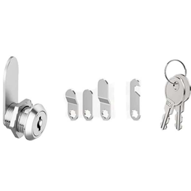 Letra de 16 mm, viene con 5 placas de cerradura diferentes y 2 llaves, cerradura de leva, cerradura de armario, cerradura de gabinete, cerradura de muebles, cerradura de taquilla, cerradura de