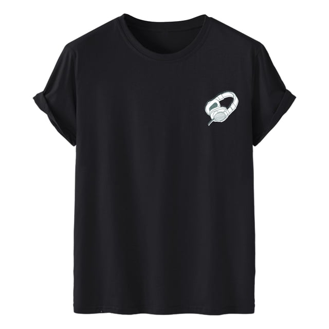 Hombres Casual Cuello Redondo Auricular Estampado Pullover Shorts Mangas Camiseta Blusa Pompotops oipoqjl32317