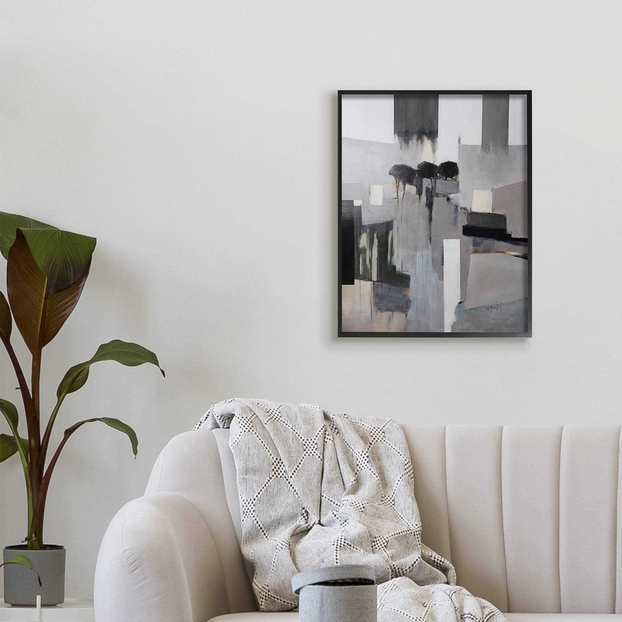 Stupell Industries Remain Standing Montel Abstract Shapes Grey Black,11 x 14,Designed by Fanou Montel