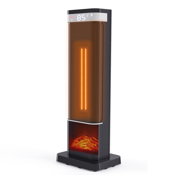 SHOUFTW 24 inch Space Heater for Indoor Use, Portable Electric Heater with 3 Color Ambient Lights, Adjustable Thermostat & Remote Control,Black