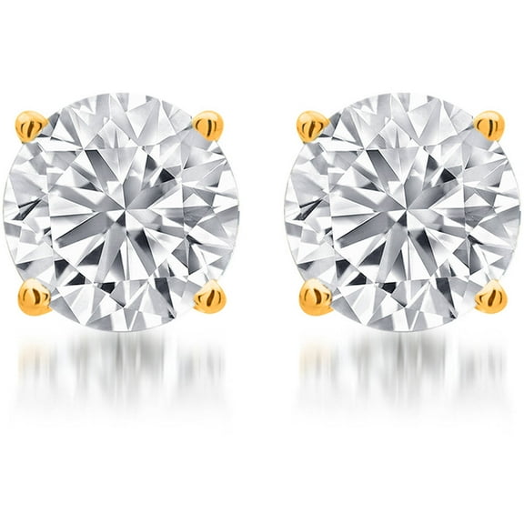 Arista 3/4 Carat T.W. Round White Diamond Women's Stud Earrings in Yellow over Sterling Silver (I-J, I2-I3)