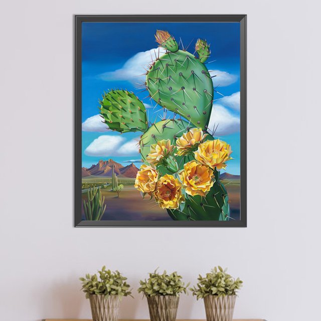 Pintura de diamante 5D DIY, kit de flor de cactus con taladro redondo completo, decoración del hogar, 40x50cm FLhrweasw Nuevo