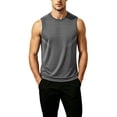 thumbnail image 5 of Plus Size Big & Tall Men's Summer Quick Dry Tank Top Muscle Singlet Crewneck Loose Fit Breathable Moisture Wicking Cooling Sports Gym Workout Training Casual Tops Sleeveless, 5 of 6