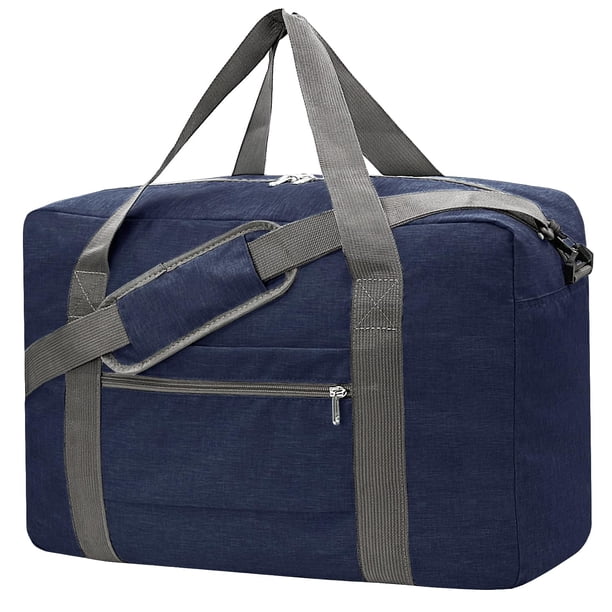 Bolsa para objetos personales de Spirit Airlines, bolsas de mano plegables de 18 x 14 x 8 para aviones, bolsas de viaje para mujeres y hombres (azul marino nieve (con correa para el hombro))