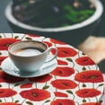 thumbnail image 2 of Ambesonne Poppy Flower Fitted Round Tablecloth, Floral Blossom Spring, 56"- 60" Diameter, Orange Olive Green White, 2 of 5