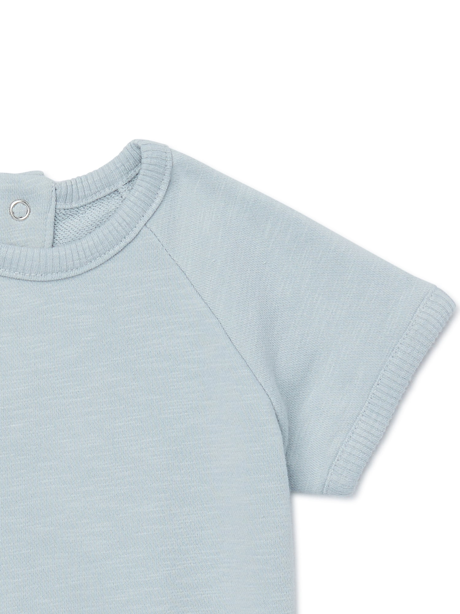 easy-peasy Baby Short Sleeve French Terry Solid Bodysuit, Sizes 0-24 Months