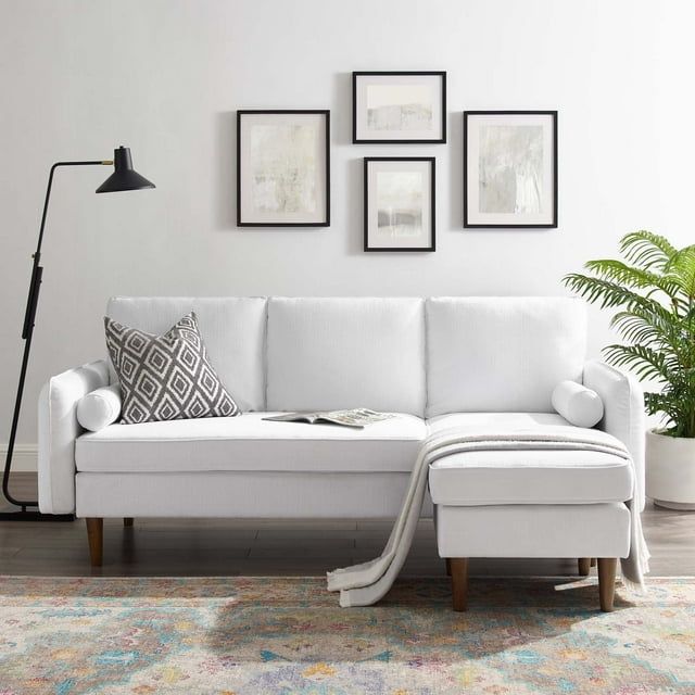 Modway Revive Upholstered Fabric Right or Left Sectional Sofa in White