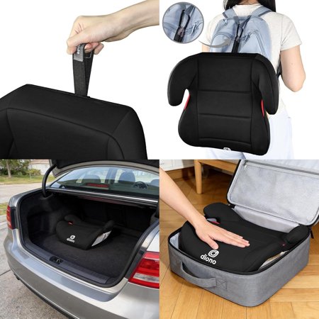 Diono Solana Lite Backless Booster Car Seat for Kids, Lightweight Travel Booster Seat, Machine Washable Cover, Fits Children 40-100 lbs, Black Storm