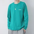 thumbnail image 4 of Camisetas para hombre, sudaderas tipo pulóver, tops verdes holgados, ropa masculina con citas estampadas, manga larga, tendencias de moda Harajuku 2024 a granel, 4 of 5