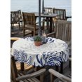 thumbnail image 6 of Navy Blue Chrysanthemum Outdoor Tablecloth with Umbrella Hole, Farmhouse Botanical Floral Modern Spillproof Waterproof Outdoor Table Cover, Patio Tablecloths for Party/Garden/Picnic, Round 60 inch, 6 of 9
