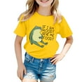 thumbnail image 4 of Girls Tshirts Funny Animal Short Sleeve If I'M Give Me Foody Teepatterned Cute Toddler Girls Clothes Yellow 5-6 Years, 4 of 4