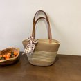 thumbnail image 3 of Bolso de mano de paja FLhrweasw con lazo beige, 3 of 9