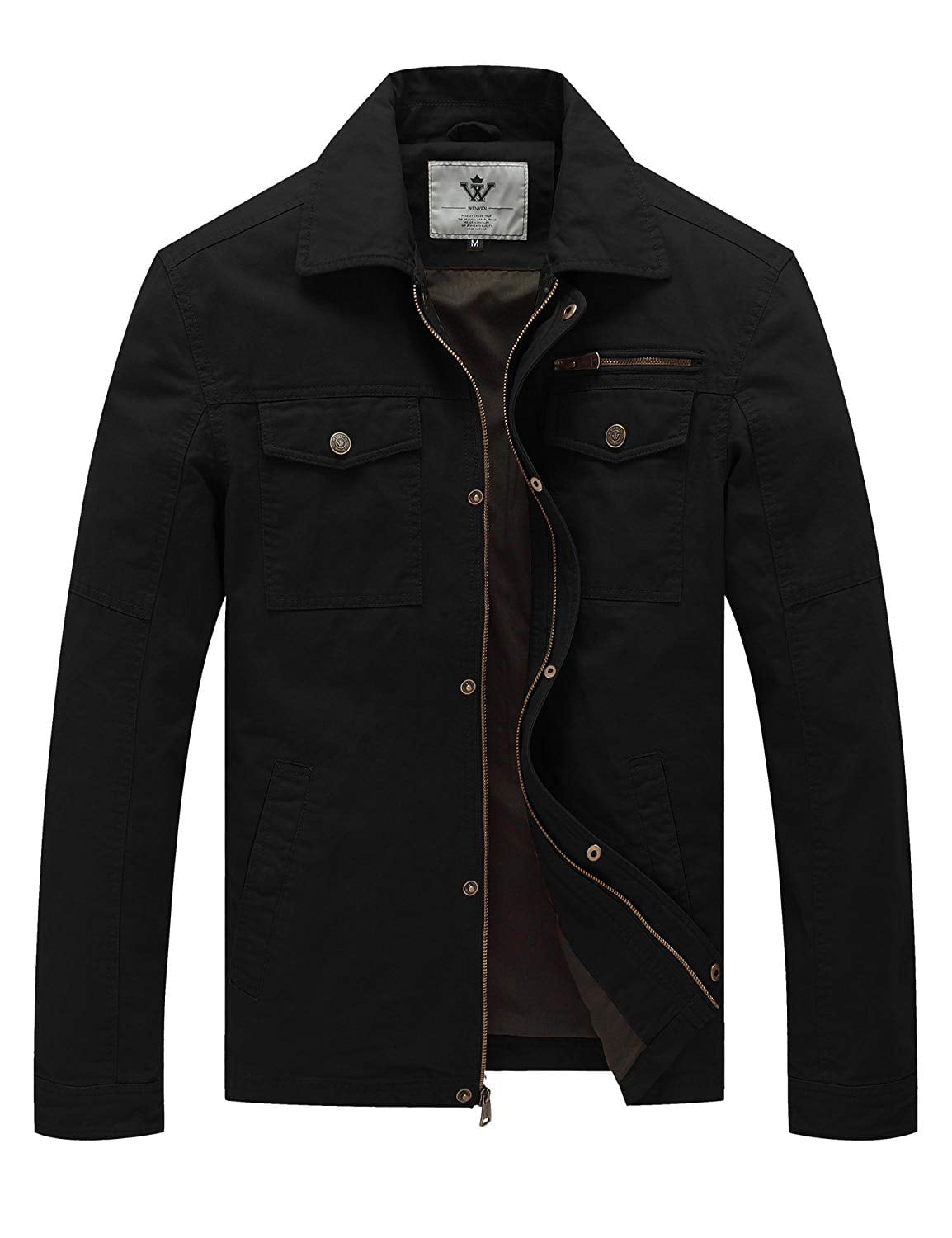 Wenven - Mens Jacket Medium Full Zip Snap Button Cotton M - Walmart.com