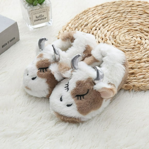 EGNMCR Flats Shoes for Girls Winter Warm Children Cotton Slippers Indoor Cows Casual Fashion Slippers Kid Shoes