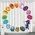 thumbnail image 1 of Rideau de Douche Joyeux Halloween avec Citrouilles et Fantômes Colorés, 1 of 4