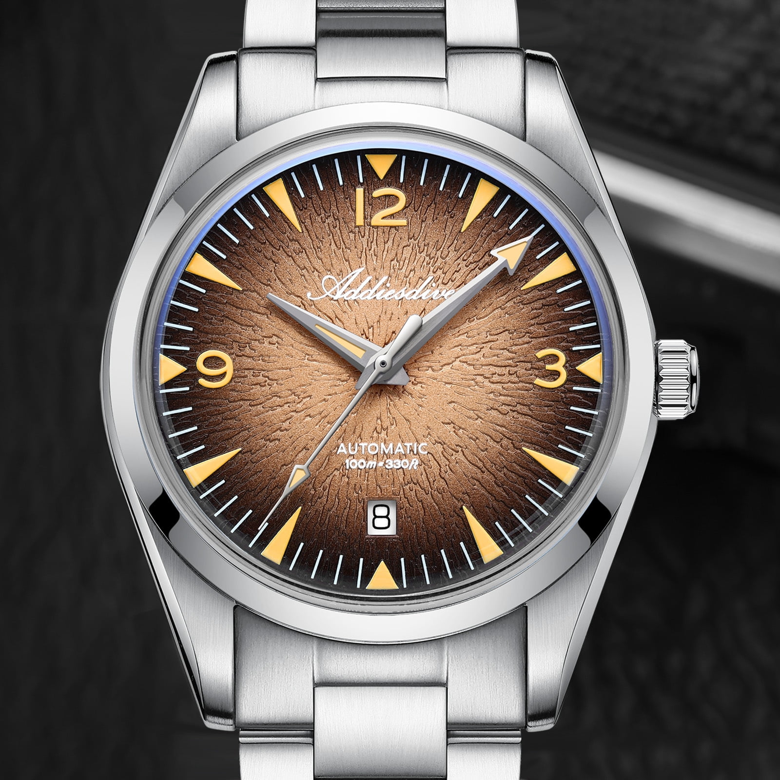 ADDIESDIVE Men's Automatic Dive Watch 100m Waterproof, Japanese 8215 Movement, Luminous, Stainless Steel Bracelet, Luxury Analog Watch for Men