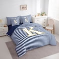 thumbnail image 2 of Erosebridal Initial K Letter Kid Bedding Comforter Set 7pcs, Abstract Stripe Queen Bedding Sets, 2 of 7