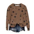 thumbnail image 4 of Brown Womens Tops Women's Star Print Hatless Sweatshirt Long Sleeve Fashion Top Sweatshirt Loose Pullover Top Fall Outfits for Women 2025, 4 of 5