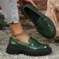 thumbnail image 4 of Hopeusnice Women's Leather Shoes Non-Slip Pu Spring And Fall Slip-Ons Pumps Shoes Thick-Soled Heel Classic Loafers Breathable Trendy Soft Office Shoes Lightweight Walking Shoes Green 36, 4 of 7