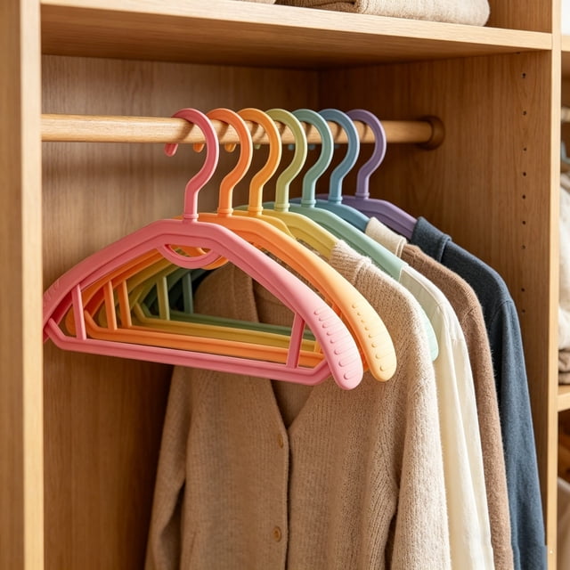 Fufafayo Wide Shoulder Clothes Hangers 7 Pack, Non Drop Mark Free Coat Hanger for Suits Jackets, -Slip Shoulder Protector Hanger for Closet Organization, Multicolor Plastic Hangers for Home Use