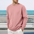 thumbnail image 2 of AWZXDE Men's Solid Color Crewneck Sweatshirt, Casual Home Wear Long Sleeve Pullover Pink,M, 2 of 5