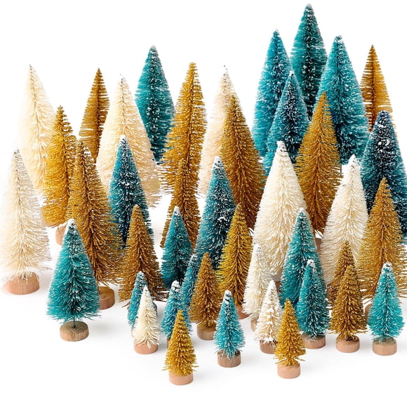 Árbol de Navidad Hatisan Mini artificial con base de madera, 30 unidades