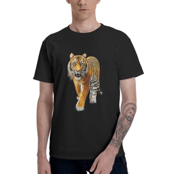 Tiger Men's T-Shirt Cotton 100% Summer Tops Fashion Casual Tiger Short Sleeves for Men Women Round Collar Top Tees