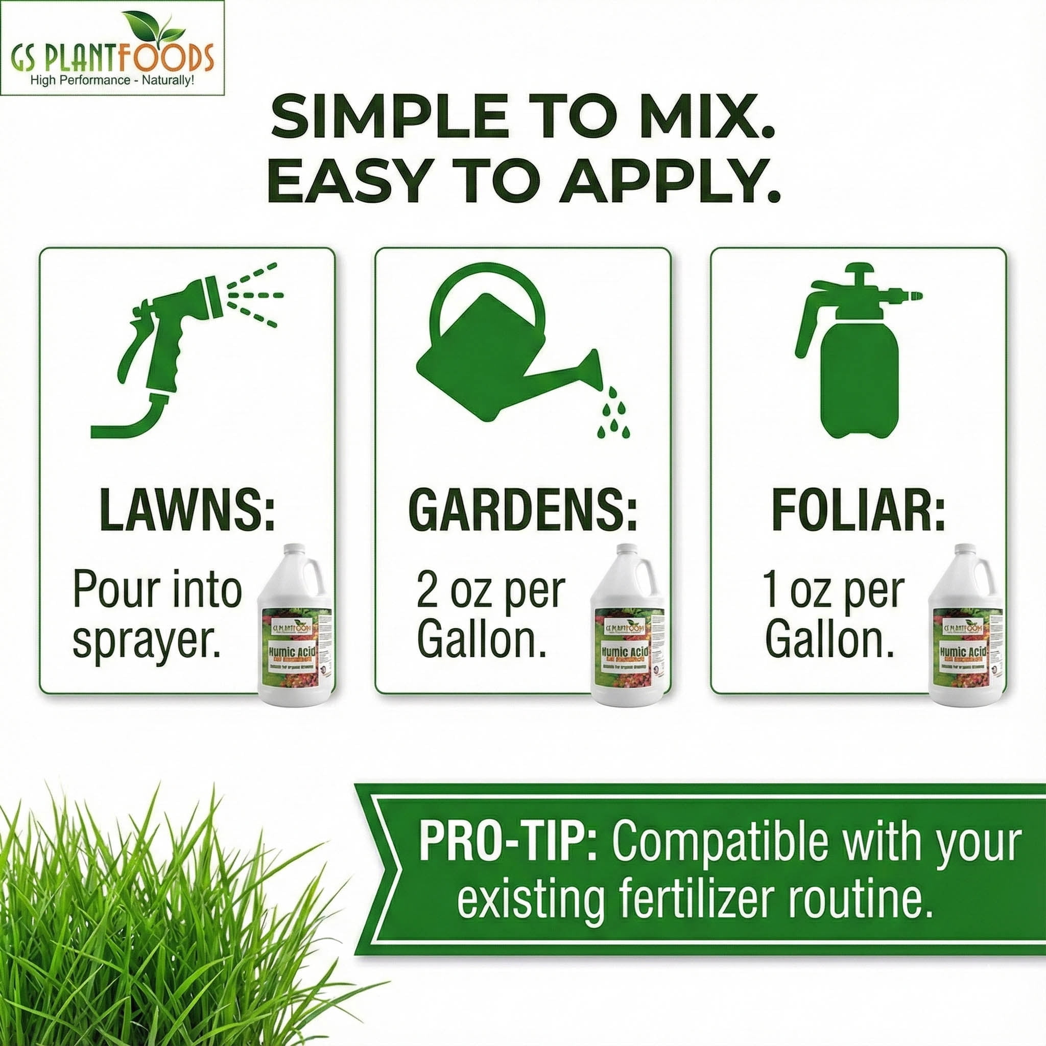GS Plant Foods Organic Liquid Humic Acid with Fulvic - Concentrate Fertilizer for Enhanced Nutrient Uptake and Soil Conditioning - 1 Gallon