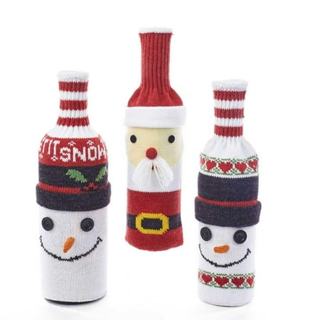 

Santa and Snowmen Wine Bottle Covers 14-Inch 3-Piece
