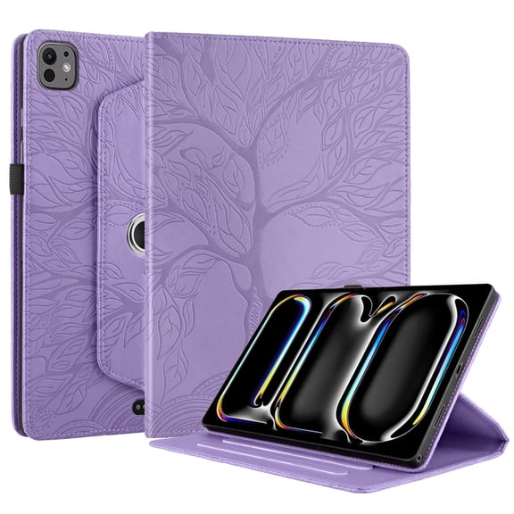 Case for iPad Pro 11 inch (M4) 2024, 360 Rotatable Protective Stand Cover, Purple