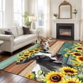 thumbnail image 3 of Rectangle Area Rug 6x9ft,Farm Cow Sunflower Washable Carpet Non-Slip Runner Accent Rugs Indoor Floor Mat for Bedroom Living Room Decor,Teal Brown Wood Board, 3 of 9