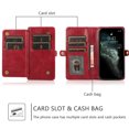 thumbnail image 3 of ELEHOLD for iPhone 14 6.1 inch Luxury Heavy Duty Wallet Case with Card Slots Dual-Use Detachable Phone Case Magnetic Function Lanyard Shockproof Wallet Case,Red, 3 of 7