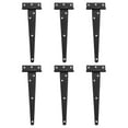 thumbnail image 1 of Bisagras de puerta T de 6 paquetes, bisagras de puerta de garaje de hierro forjado de 8" (Negro), 1 of 7
