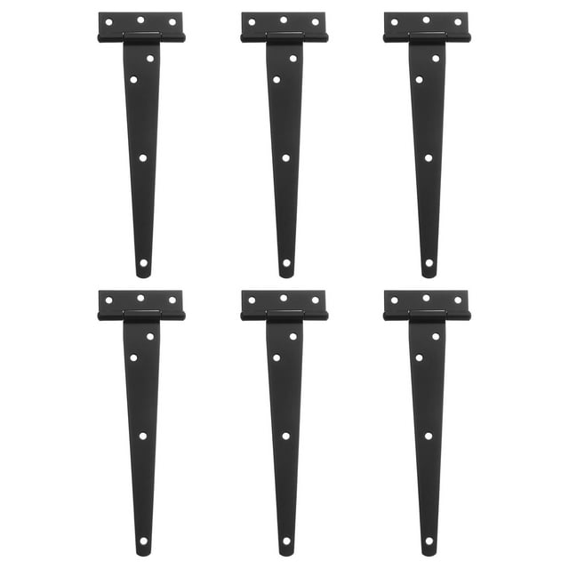 Bisagras de puerta T de 6 paquetes, bisagras de puerta de garaje de hierro forjado de 8" (Negro)
