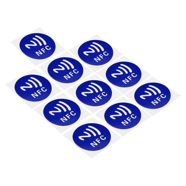 Uxcell NFC Sticker NFC213 Tag Sticker 144 Bytes Memory Blank Round NFC Tags Blue 10 Pack